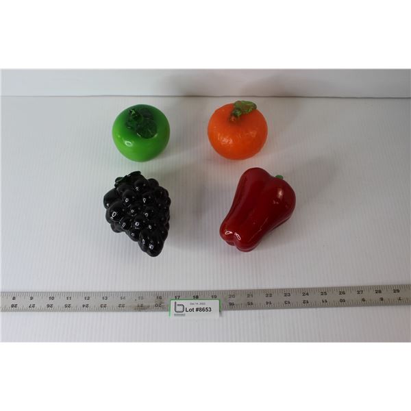 (4) Pieces Ornamental Glass Fruit