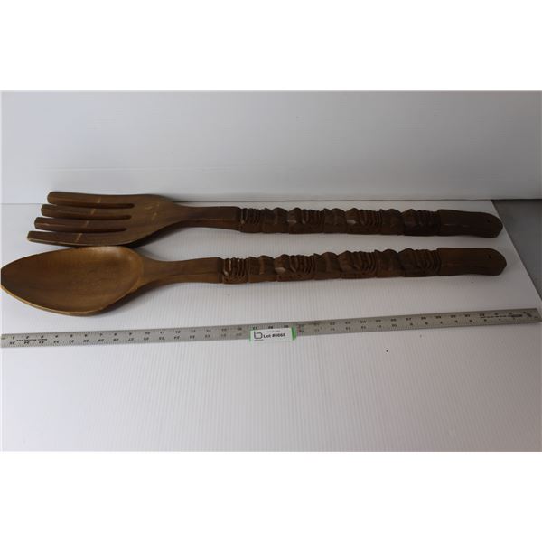 Decorative Wall Hanging Wooden Fork & Spoon