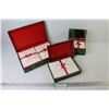 Image 1 : (3) Cloth Covered Christmas Themed Boxes of Envelopes & Writing Paper