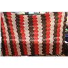 Image 1 : Red & Brown Knitted Afghan (84" x 86") (has a hole)
