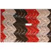 Image 2 : Red & Brown Knitted Afghan (84" x 86") (has a hole)