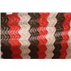 Image 5 : Red & Brown Knitted Afghan (84" x 86") (has a hole)
