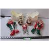 Image 1 : (2) Santa Figurines, (2) Pearlescent Sleigh Decor, (3) Stuffed Elves