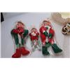 Image 2 : (2) Santa Figurines, (2) Pearlescent Sleigh Decor, (3) Stuffed Elves