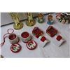 Image 3 : (2) Metal Nutcracker Candle Holders, (4) Drum & House Candles, (2) Angel Jingle Bells, Necklace Bell
