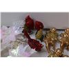 Image 2 : (9) Gold Angel Decorations, (6) White Poinsettia Decor, (2) Swan Decor, (3) Silver Poinsettia Decor,