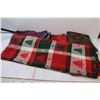 Image 2 : Lot of: (5) Poinsette Table runners, (2) Plaid Table runners (1) Plaid Tablecloth, (3) Plaid Placema