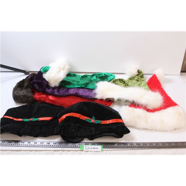 (3) Stockings, (2) Santa Hats, (2) Mrs. Claus Hats