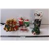 Image 1 : Christmas Tree Money Bank, Flameless Poinsettia Tea Lights, Reindeer Statue, Glass Tealight Lamp