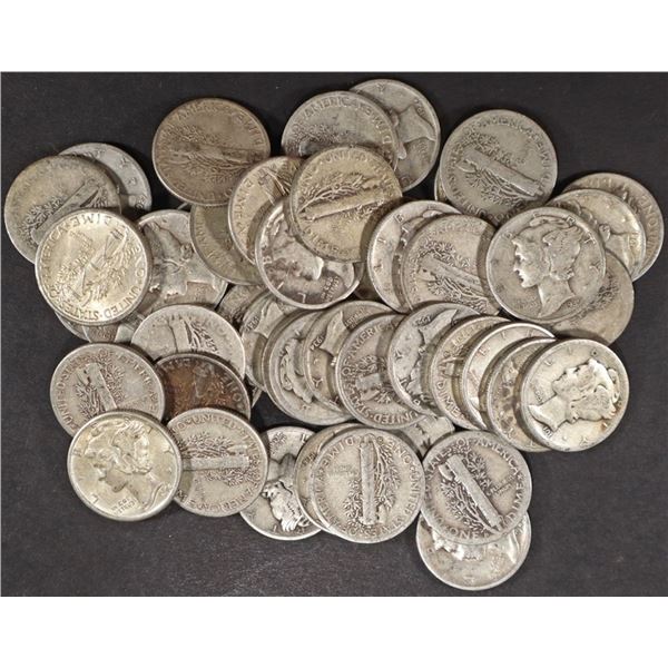 (50) MIXED DATE MERCURY DIMES