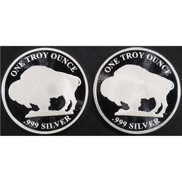 (2) 1 OZ .999 SILVER BUFFALO ROUNDS