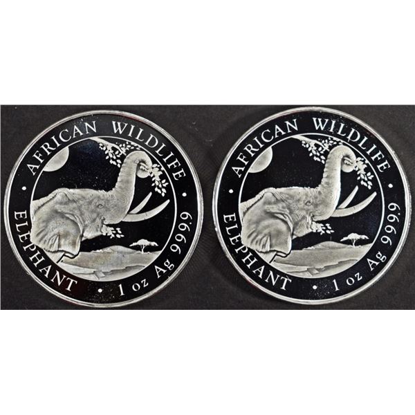 (2) 1 OZ .999 SILVER 2023 SOMALIAN ELEPHANT ROUNDS
