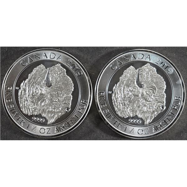 (2) 1.25 OZ .999 SILVER 2019 CANADIAN BISON ROUND