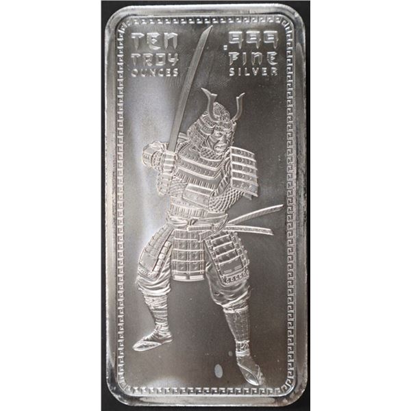 (1) 10 OZ .999 SILVER SAMURAI BAR