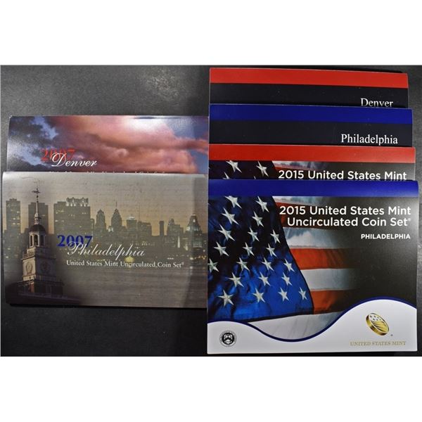 2007, 2011, 2015 US MINT SETS