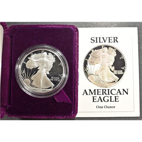 1991 PROOF AMERICAN SILVER EAGLE OGP