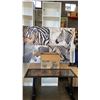 Image 1 : LARGE LOT OF ZEBRA AND GIRAFFE PRINTS, FIGURES, LAMP BASE, ETC