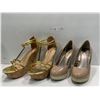 Image 1 : Size 7 Womens Heels, Gold-like JUSTFAB Statement Heels, Gorgeous Fergalicious Evening Pumps