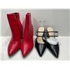Image 1 : Le Chateau Red Boots With Gold Accents And Le Chateau Classy Black Heels Both Womens 7.5