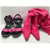 Image 1 : Skechers Wedge Sandal And Boots 2 Shoes Hot Pink Ruffle Boots Both Womens 7