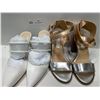 Image 1 : Le Chateau Minimalist White Heels And Modern Vintage Rose Gold And Silver Wedges Both Womens 7