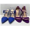 Image 1 : Kayleen Purple Suede Strappy Heels And Nine West Blue Suede Heels With Clear Accents Both Womens 7