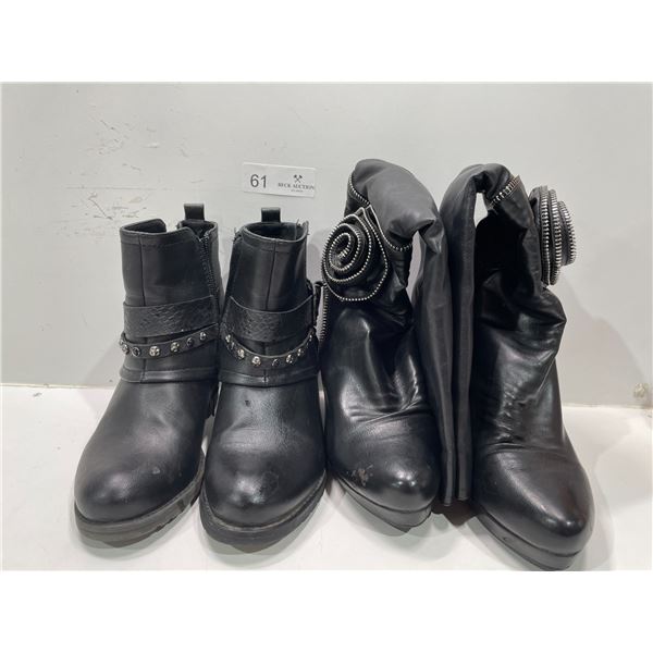 Dpn Collection Knew High Boots With Zipper Accents And Stephania Belted Booties Both Womens 7