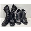 Image 1 : Steve Madden Ankle High Sequin Boots And BCBGMAXAZRIA Faux Crocadile Buckle Heels Both Womens 7