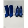 Image 1 : Just Fab Blue Suede Stilleto Boots And Pour La Victore Blue Pumps Both Womens 7.5