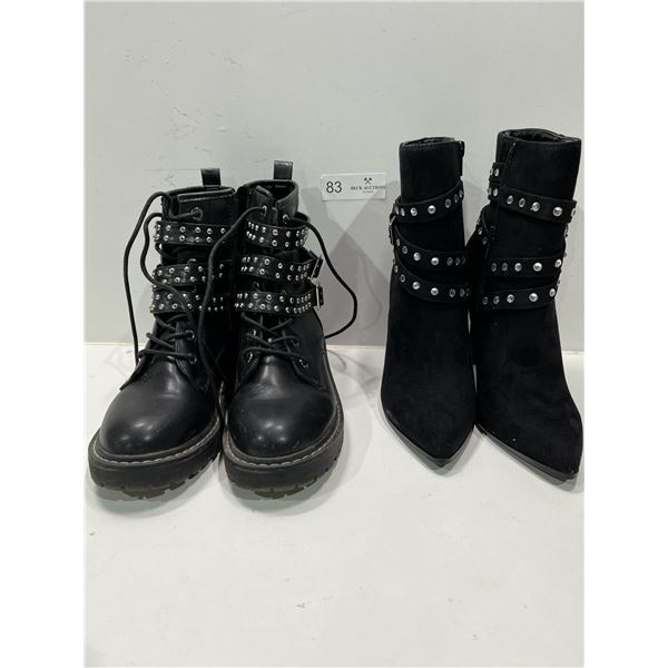 La Chataeu Rhinestoned Ankle Boots And Madden Girl Combat Boots Both Womens 7.5