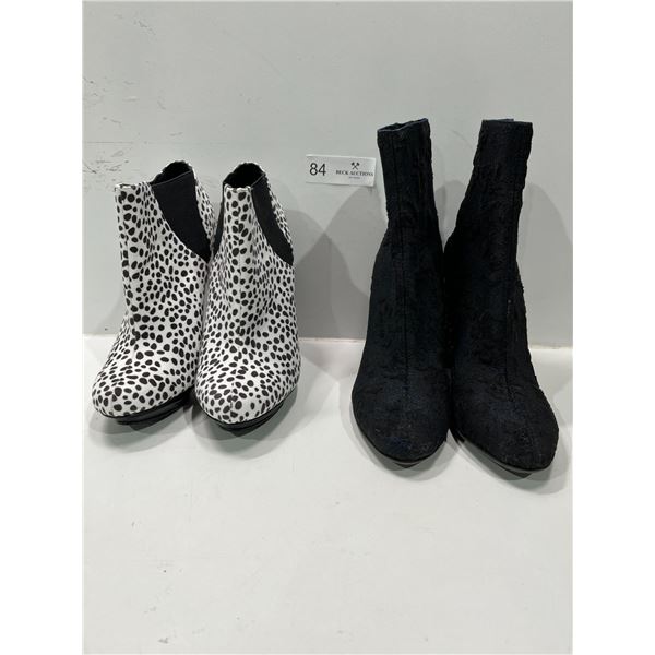 Just Fab Lepard Print Stilleto Booties And Fergalicous Lace Print Ankle Boots Both Womens 7.5