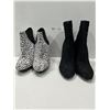 Image 1 : Just Fab Lepard Print Stilleto Booties And Fergalicous Lace Print Ankle Boots Both Womens 7.5