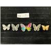 Image 1 : Collection Of 4 Vintage Colourful Chunky Butterfly Costume Rings And Pin Range From Size 6-7