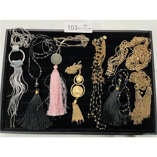 Assortment Of Vintage Tassle Style Costume Necklaces