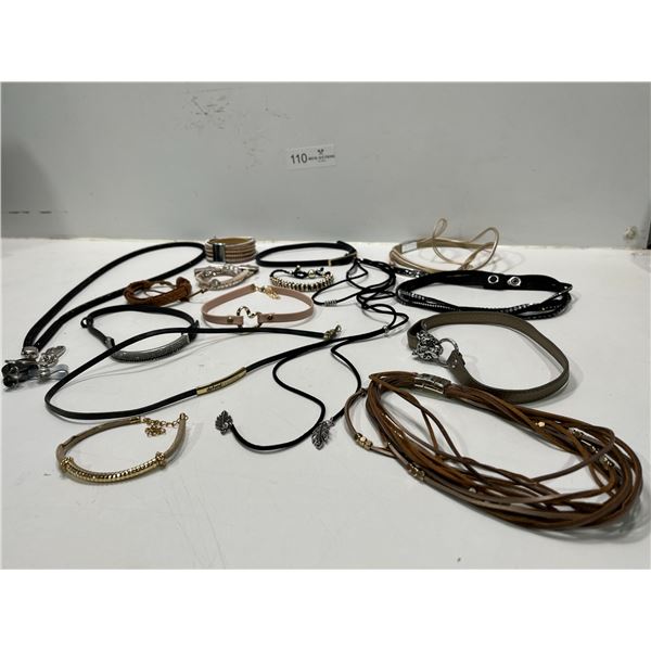 Large Assortment Of Strappy Leather Style Jewelry