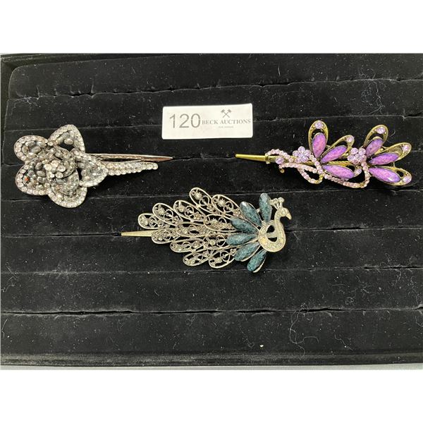 Set Of 3 Beautiful Vintage HairClips