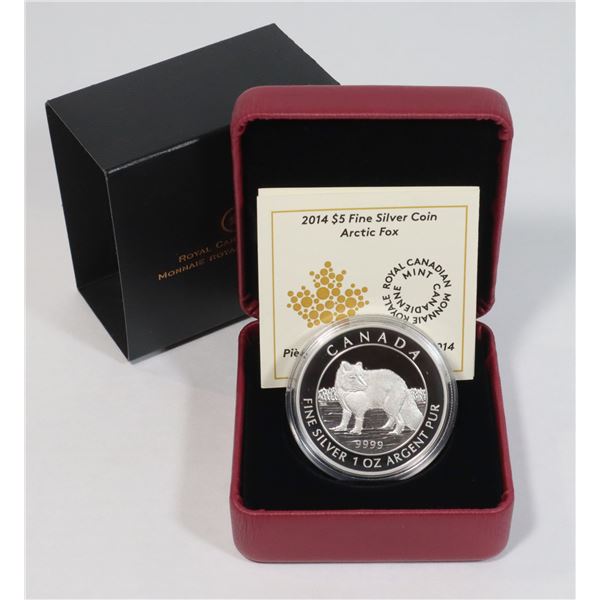 2014 1-OZ FINE SILVER (99.99%) ARCTIC FOX COIN