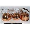 THREE VINTAGE COPPER TEA KETTLES