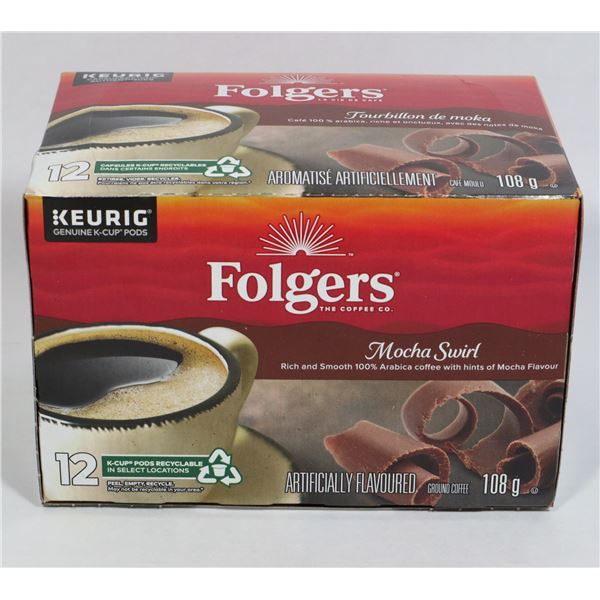 NEW 12 KEURIG CUPS FOLGERS MOCHA SWIRL COFFEE