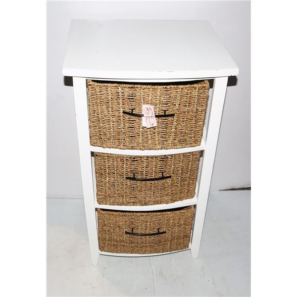 SOLID WOOD NIGHT STAND/ END TABLE WITH WICKER