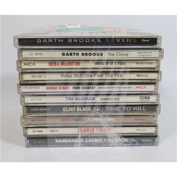 LOT OF 10 CDS GARTH BROOKS, REBA, SHANIA