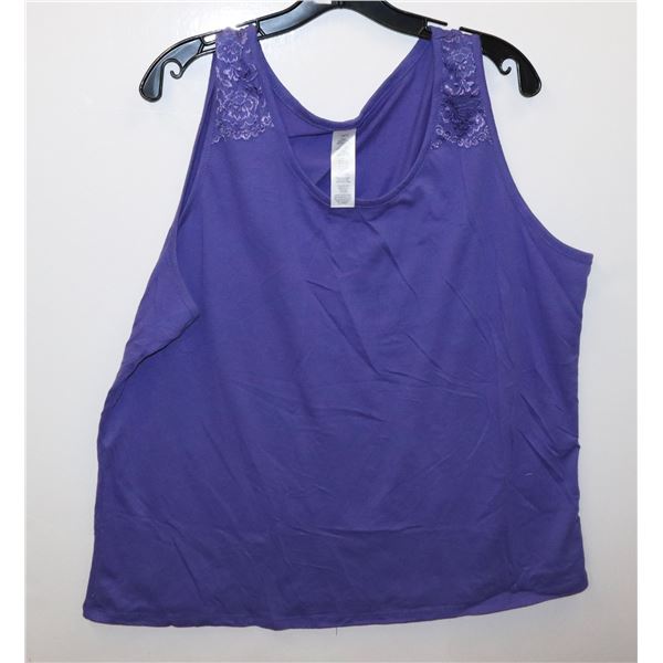 NEW PURPLE SIZE 1X TANK TOP WITH LACE DETAIL ON