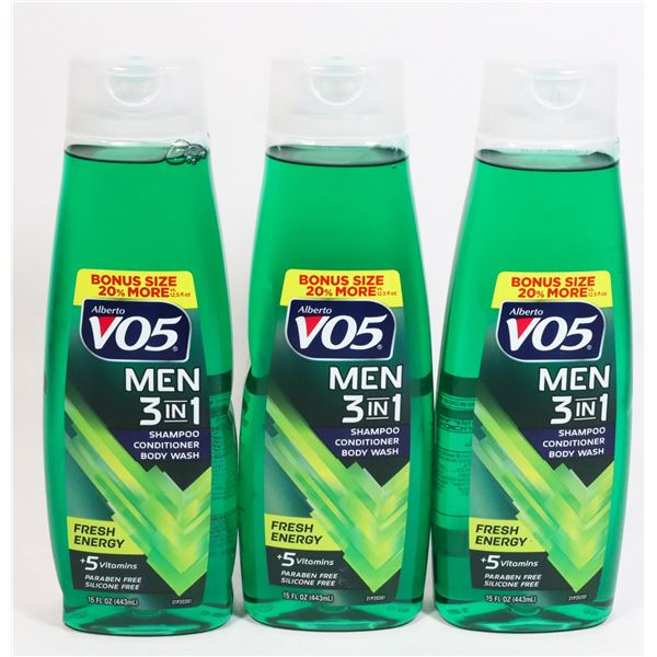 LOT OF X3 V05 MEN 3IN1 SHAMPOO, CONDITIONER &BODY