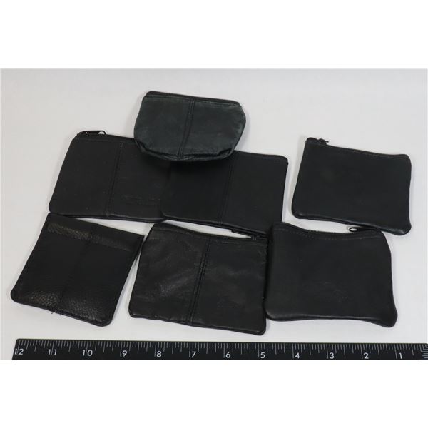 BUNDLE OF ASSORTED LEATHER COIN BAGS