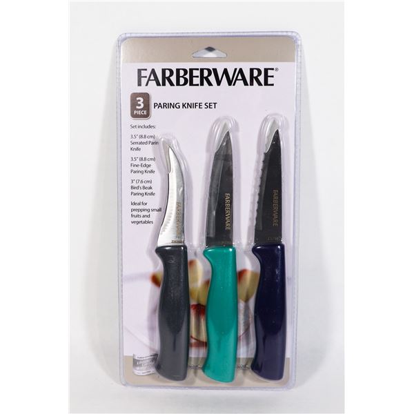 NEW FARBERWARE 3PC PARING KNIFE SET