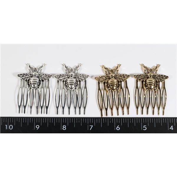 NEW 4PC SET OF METAL BEE TEETH HAIR COMBS