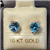 Image 1 : 10K YELLOW GOLD BLUE TOPAZ AND CZ EARRINGS