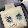 Image 2 : 10K YELLOW GOLD BLUE TOPAZ AND CZ EARRINGS