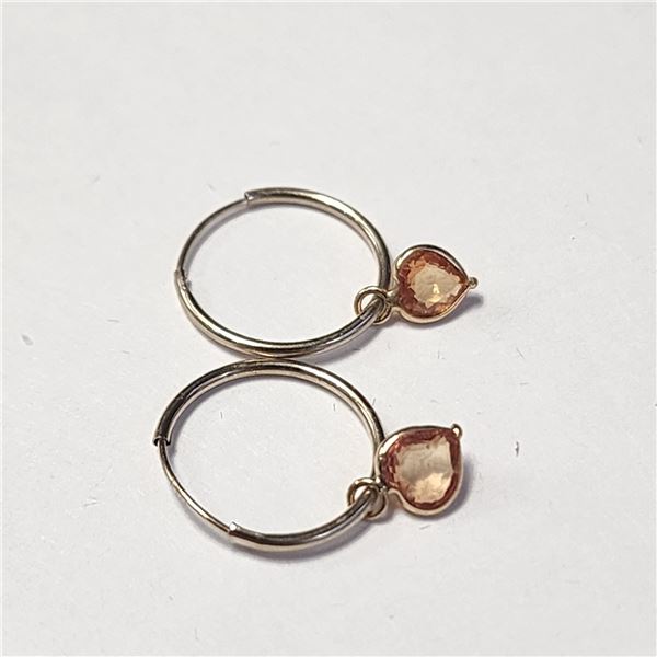 14K YELLOW GOLD ORANGE SAPPHIRE (1CT) EARRINGS