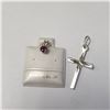 Image 1 : SILVER GARNET AND CROSS 2 PENDANT SET